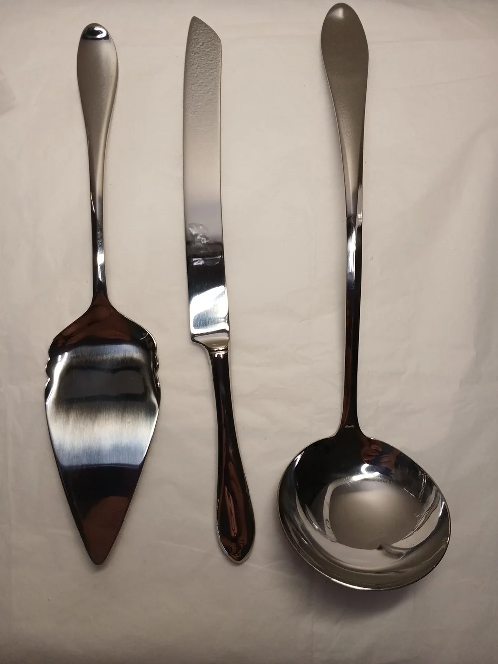 Gorham Silver-Tone Cake Server, Knife & Ladle Set